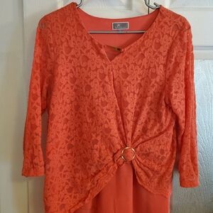 FLAMINGO PINK LACE TOP MED..not Orange